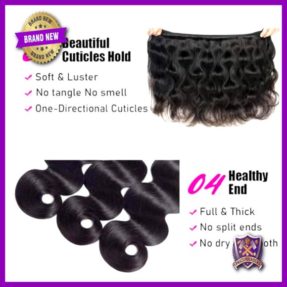 3 Bundles Brazilian Virgin Human Hair Extensions Body Wave 22-26 Inch main image 6